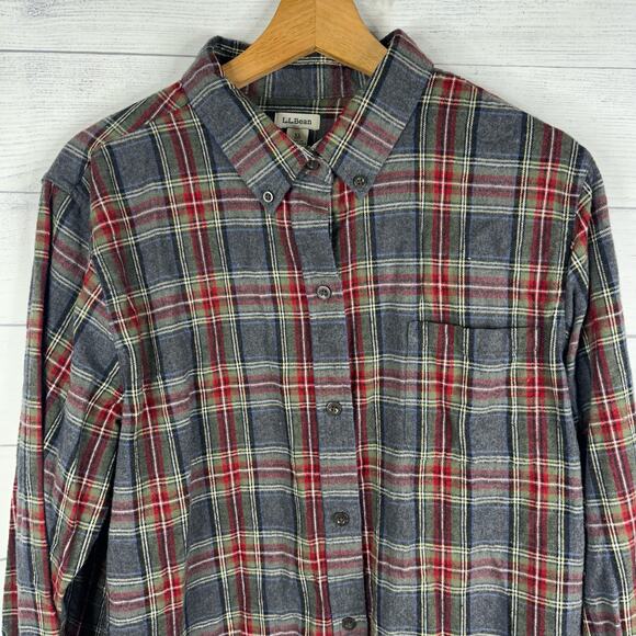 LL Bean Mens size XL Long Sleeve Button Down Flannel Plaid Shirt - Picture 3 of 9